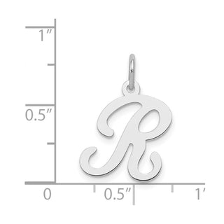 Sterling Silver Rhodium-plated Stamped Initial R Charm