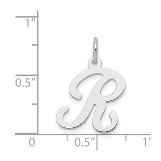 Sterling Silver Rhodium-plated Stamped Initial R Charm