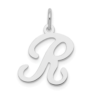 Sterling Silver Rhodium-plated Stamped Initial R Charm