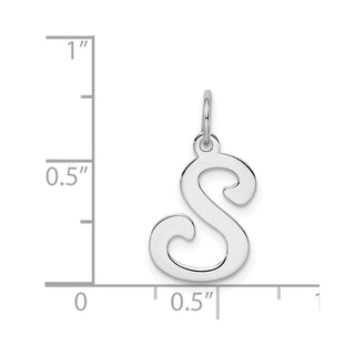 Sterling Silver Rhodium-plated Stamped Initial S Charm