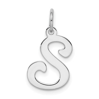 Sterling Silver Rhodium-plated Stamped Initial S Charm