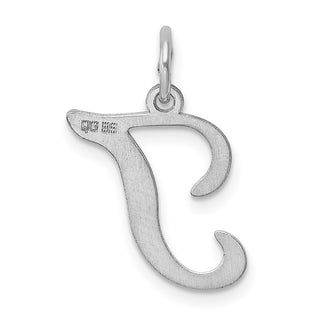 Sterling Silver Rhodium-plated Stamped Initial T Charm