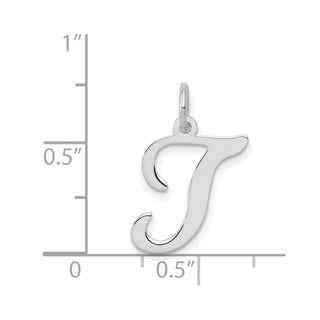 Sterling Silver Rhodium-plated Stamped Initial T Charm