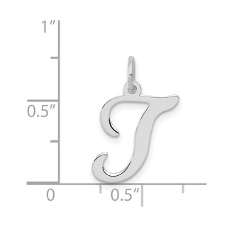 Sterling Silver Rhodium-plated Stamped Initial T Charm