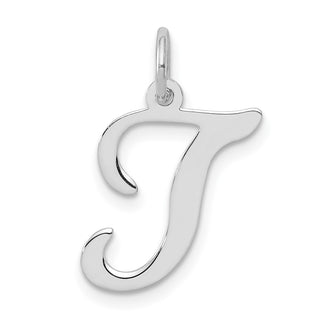 Sterling Silver Rhodium-plated Stamped Initial T Charm