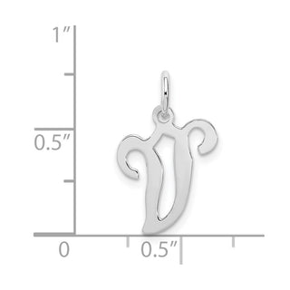 Sterling Silver Rhodium-plated Stamped Initial V Charm