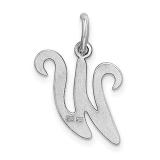 Sterling Silver Rhodium-plated Stamped Initial W Charm