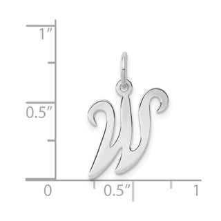 Sterling Silver Rhodium-plated Stamped Initial W Charm