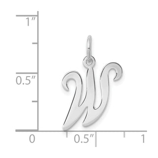 Sterling Silver Rhodium-plated Stamped Initial W Charm