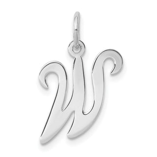 Sterling Silver Rhodium-plated Stamped Initial W Charm