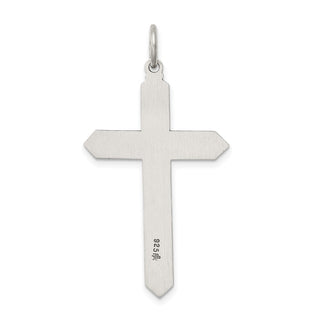 Sterling Silver Antiqued March Glass Simulated Birthstone Cross Pendant
