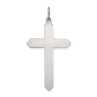 Sterling Silver Antiqued April Glass Simulated Birthstone Cross Pendant