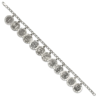 7" Sterling Silver 12 Saints Bracelet