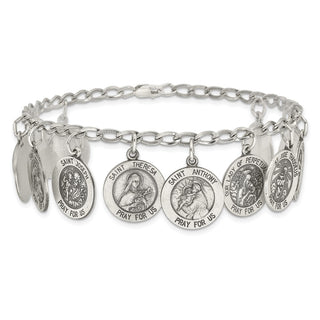 7" Sterling Silver 12 Saints Bracelet