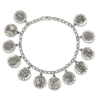 7" Sterling Silver 12 Saints Bracelet
