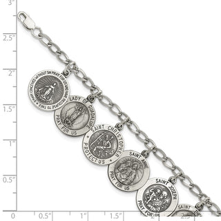 7" Sterling Silver 12 Saints Bracelet