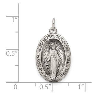 Sterling Silver Antiqued Miraculous Medal Pendant QC441