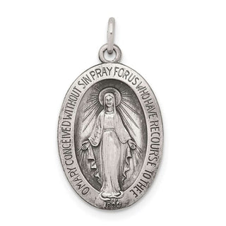 Sterling Silver Antiqued Miraculous Medal Pendant QC441