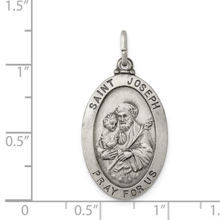 Sterling Silver Antiqued Saint Joseph Medal Pendant QC443