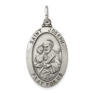 Sterling Silver Antiqued Saint Joseph Medal Pendant QC443