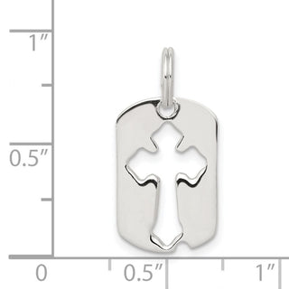 Sterling Silver Dog Tag Cross Charm