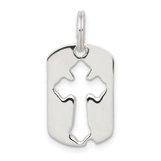 Sterling Silver Dog Tag Cross Charm