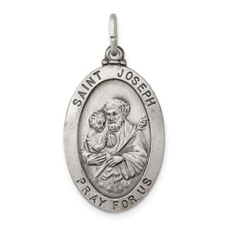 Sterling Silver Antiqued Saint Joseph Medal Pendant QC443