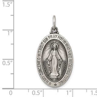 Sterling Silver Antiqued Miraculous Medal Pendant QC457