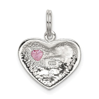 Sterling Silver Big Sis CZ Heart Charm