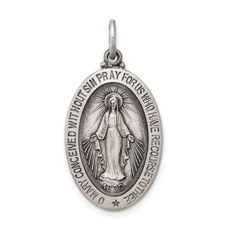 Sterling Silver Antiqued Miraculous Medal Pendant QC457
