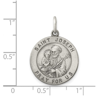 Sterling Silver Antiqued Saint Joseph Medal Pendant QC460