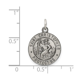 Sterling Silver Antiqued St. Christopher Medal Pendant QC462