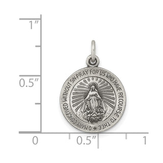 Sterling Silver Antiqued Miraculous Medal Pendant QC463