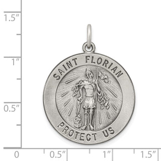 Sterling Silver Antiqued Saint Florian Medal Pendant QC464