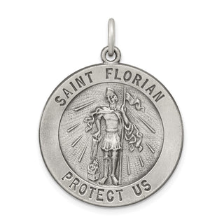 Sterling Silver Antiqued Saint Florian Medal Pendant QC464