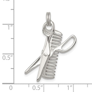 Sterling Silver Comb and Scissors Charm QC4653