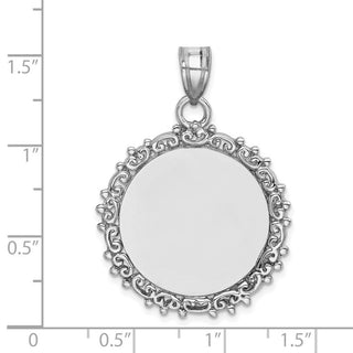 Sterling Silver Fancy Round Polished Front/Satin Back Pendant