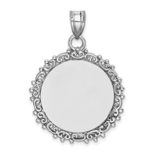 Sterling Silver Fancy Round Polished Front/Satin Back Pendant