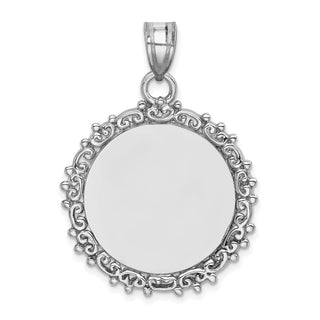 Sterling Silver Fancy Round Polished Front/Satin Back Pendant