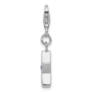 Sterling Silver Rhodium-Plated CZ Simulated February Birthstone Star Charm