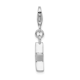 Sterling Silver Rhodium-Plated CZ Simulated July Birthstone Star Charm