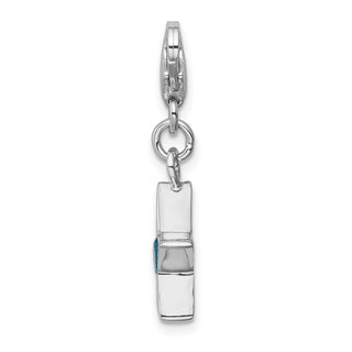 Sterling Silver Rhodium-Plated CZ Simulated September Birthstone Star Charm