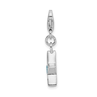 Sterling Silver Rhodium-Plated CZ Simulated December Birthstone Star Charm