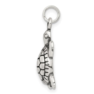 Sterling Silver Antiqued Turtle Charm QC4906