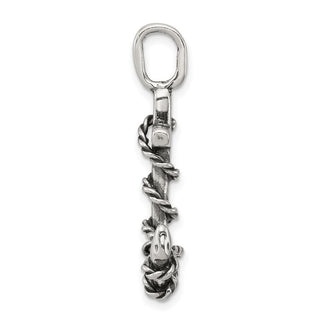 Sterling Silver 3D Antiqued Anchor and Rope Pendant QC4977