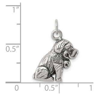 Sterling Silver Antiqued St. Bernard Charm