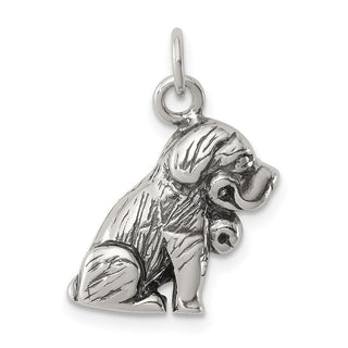 Sterling Silver Antiqued St. Bernard Charm