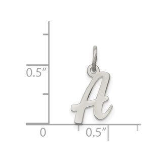 Sterling Silver Rhodium-plated Small Script Initial A Charm