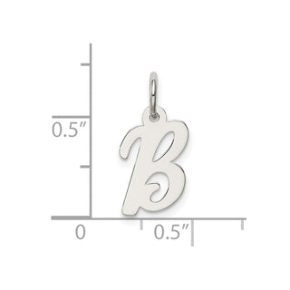 Sterling Silver Rhodium-plated Small Script Initial B Charm