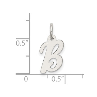 Sterling Silver Rhodium-plated Small Script Initial B Charm